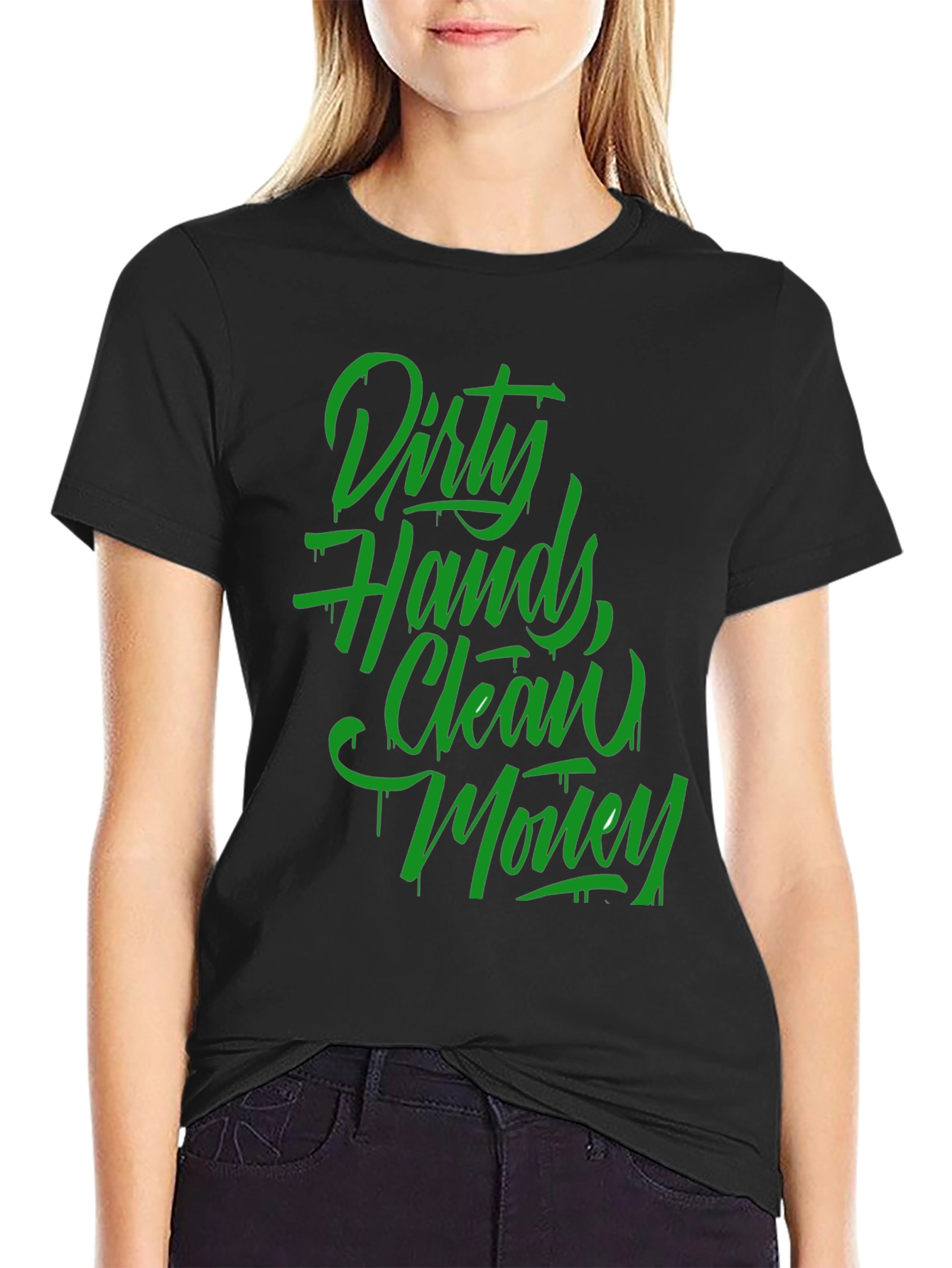 Black Dirty Hands, Clean Money Graphic T-Shirt view 2