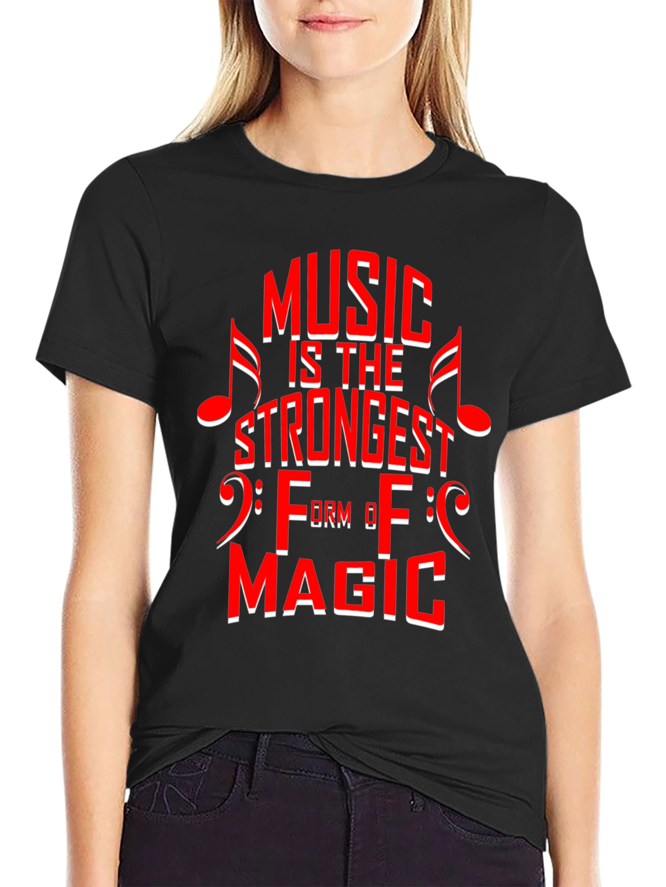 Black Music is Magic Graphic Tee - Black Cotton T-Shirt view 2