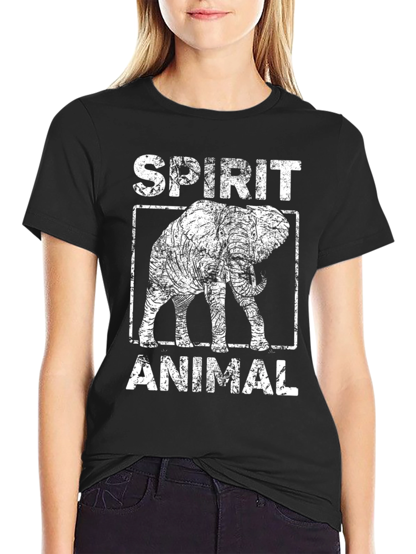 Black Spirit Animal Elephant Graphic Tee - Black view 2