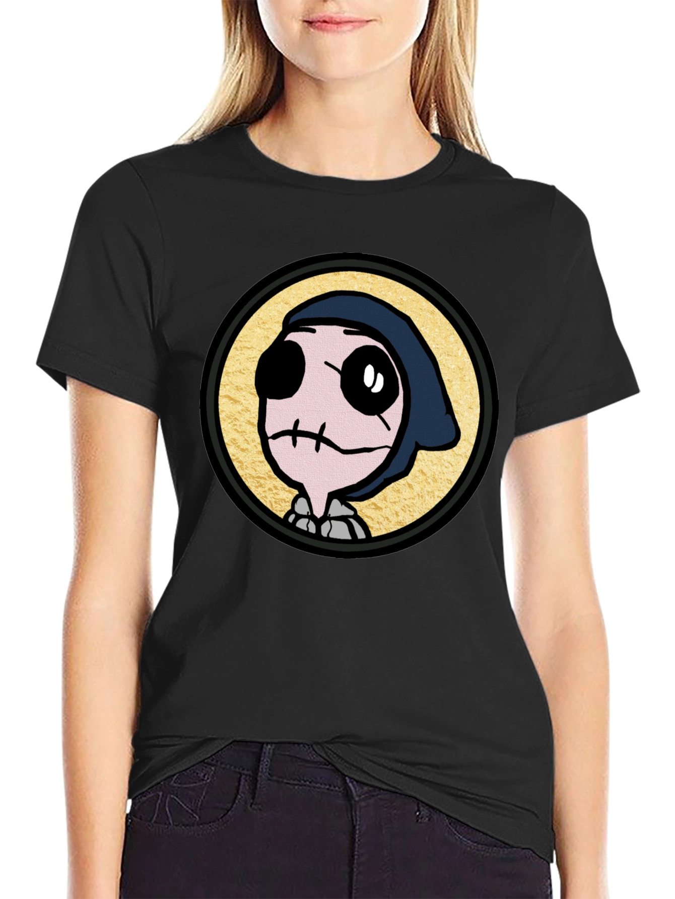 Black Grim Reaper Cartoon Graphic T-Shirt view 2