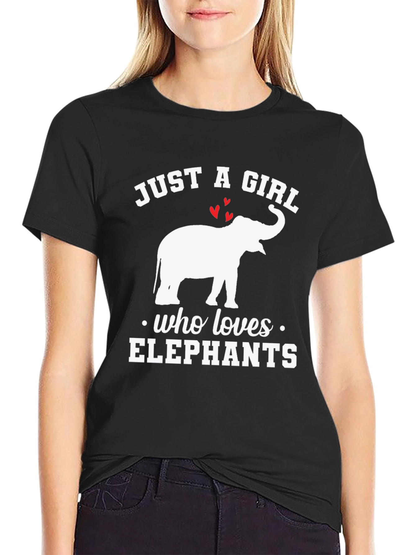 Black Just A Girl Who Loves Elephants T-Shirt view 2