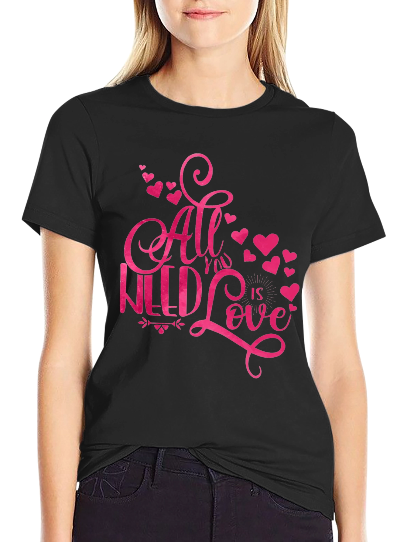 Black All You Need Is Love T-Shirt view 2