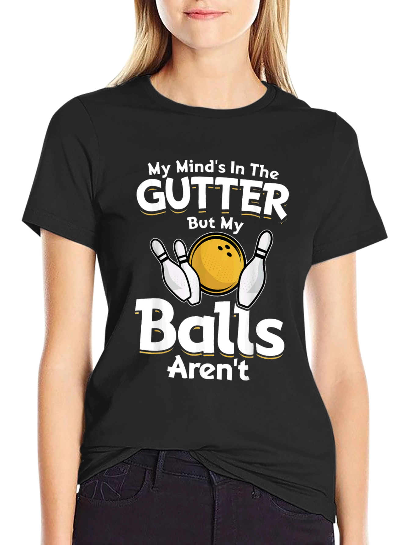 Black My Mind's In The Gutter Bowling T-Shirt view 2