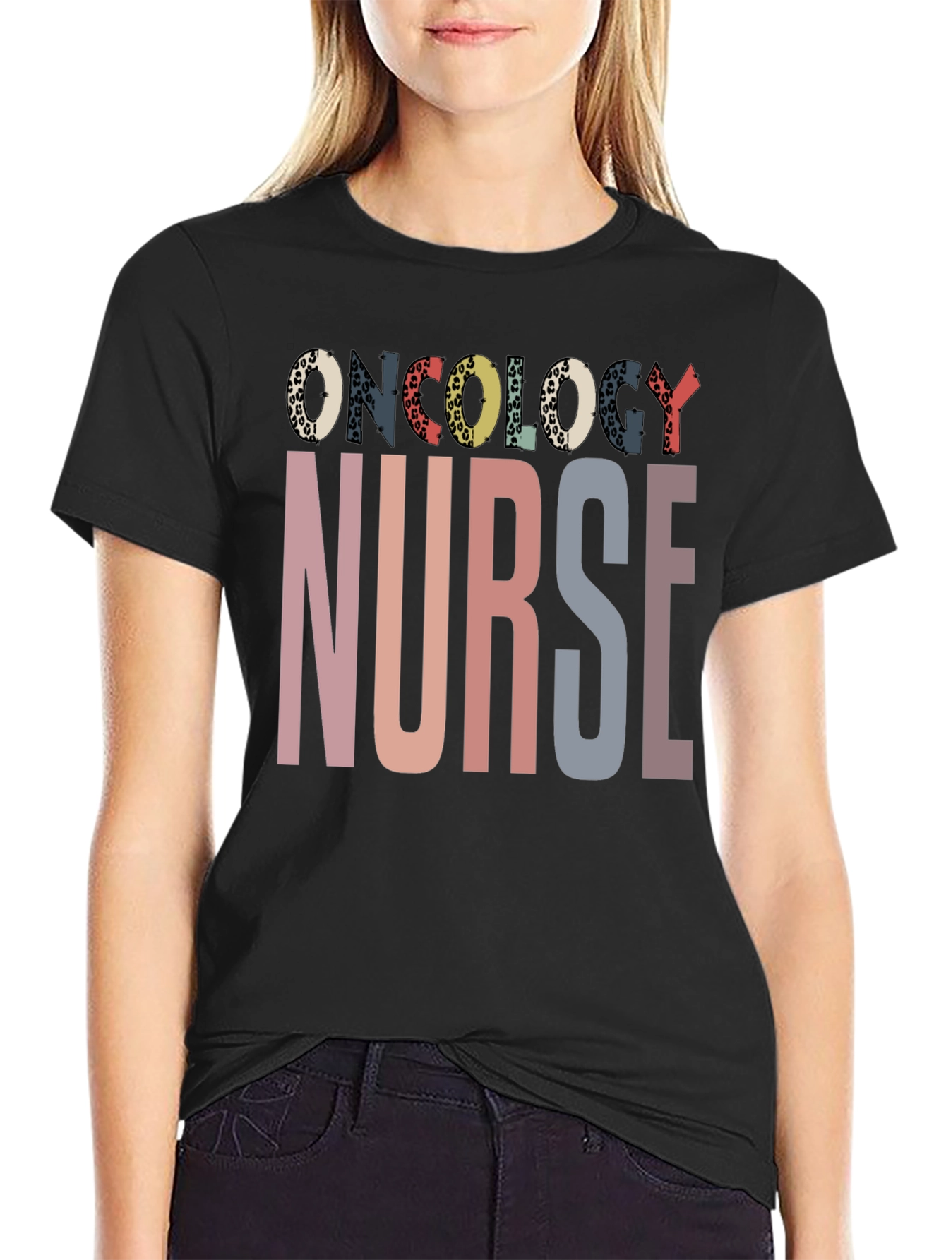 Black Oncology Nurse Graphic T-Shirt view 2