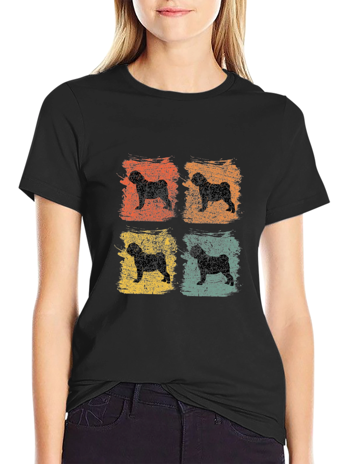 Black Retro Dog Silhouette T-Shirt - Vintage Style view 2