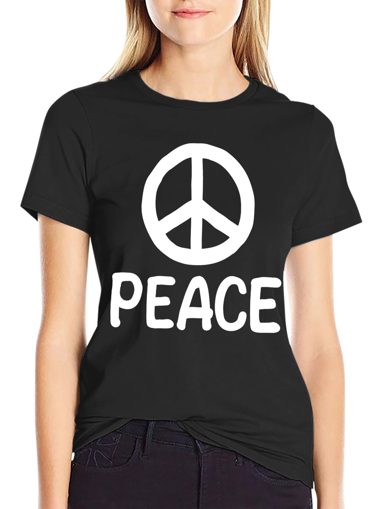 Black Peace Sign Graphic T-Shirt view 2
