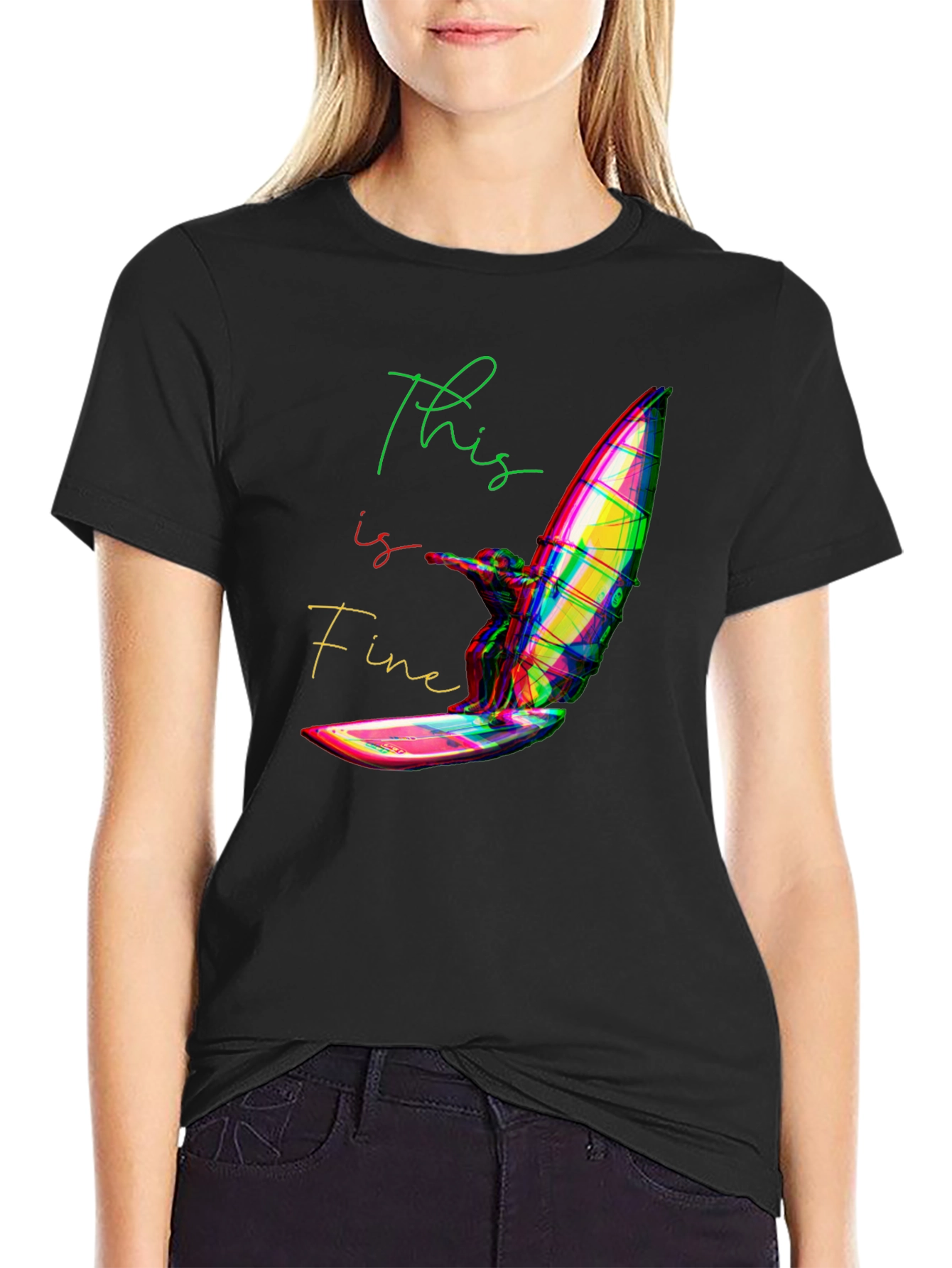 Black This is Fine Windsurfing T-Shirt - Black view 2