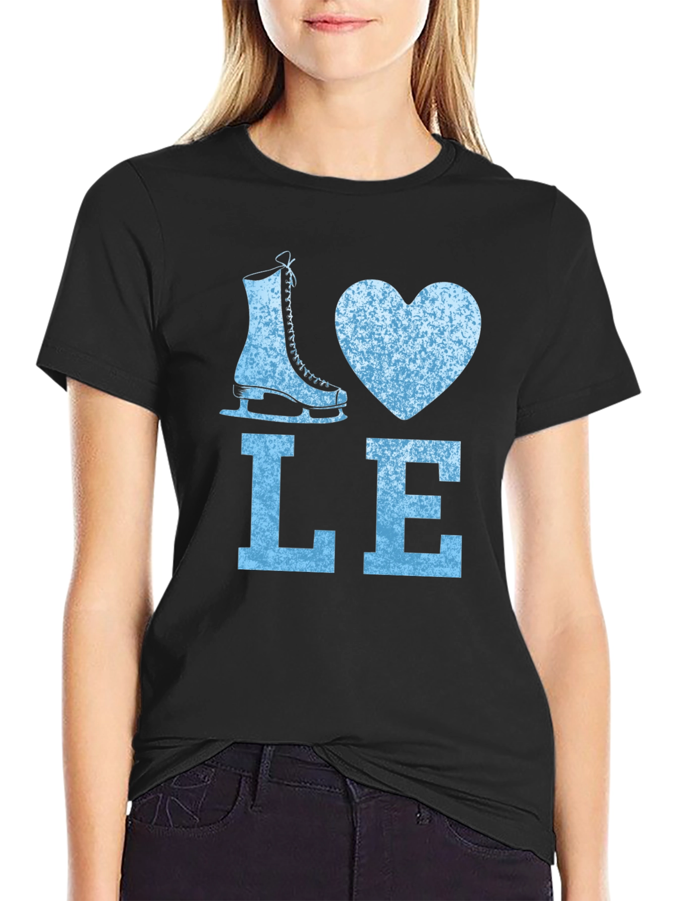 Black I Love Ice Skating Graphic Tee view 2