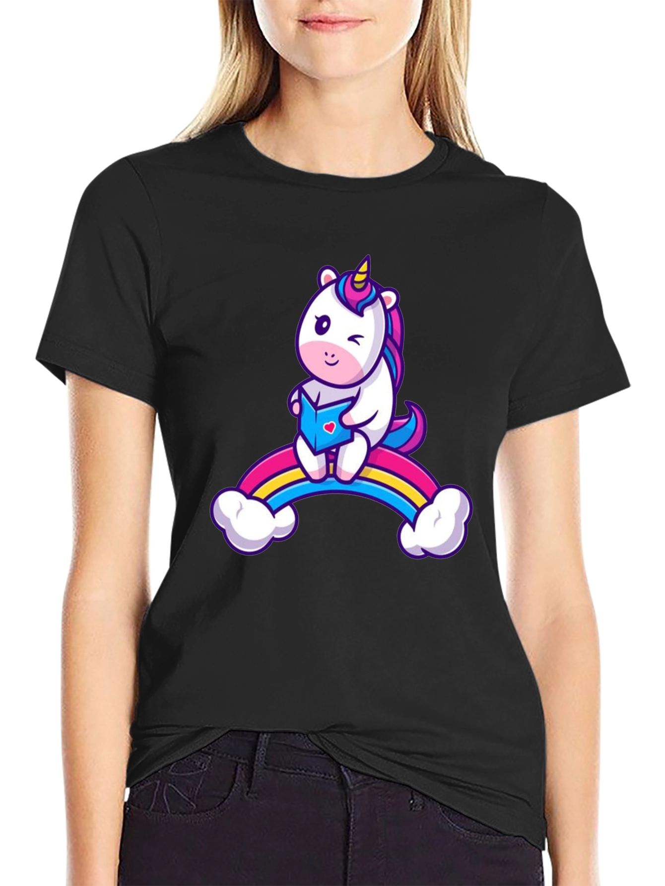 Black Unicorn Rainbow T-Shirt - Magical Fun Style view 2