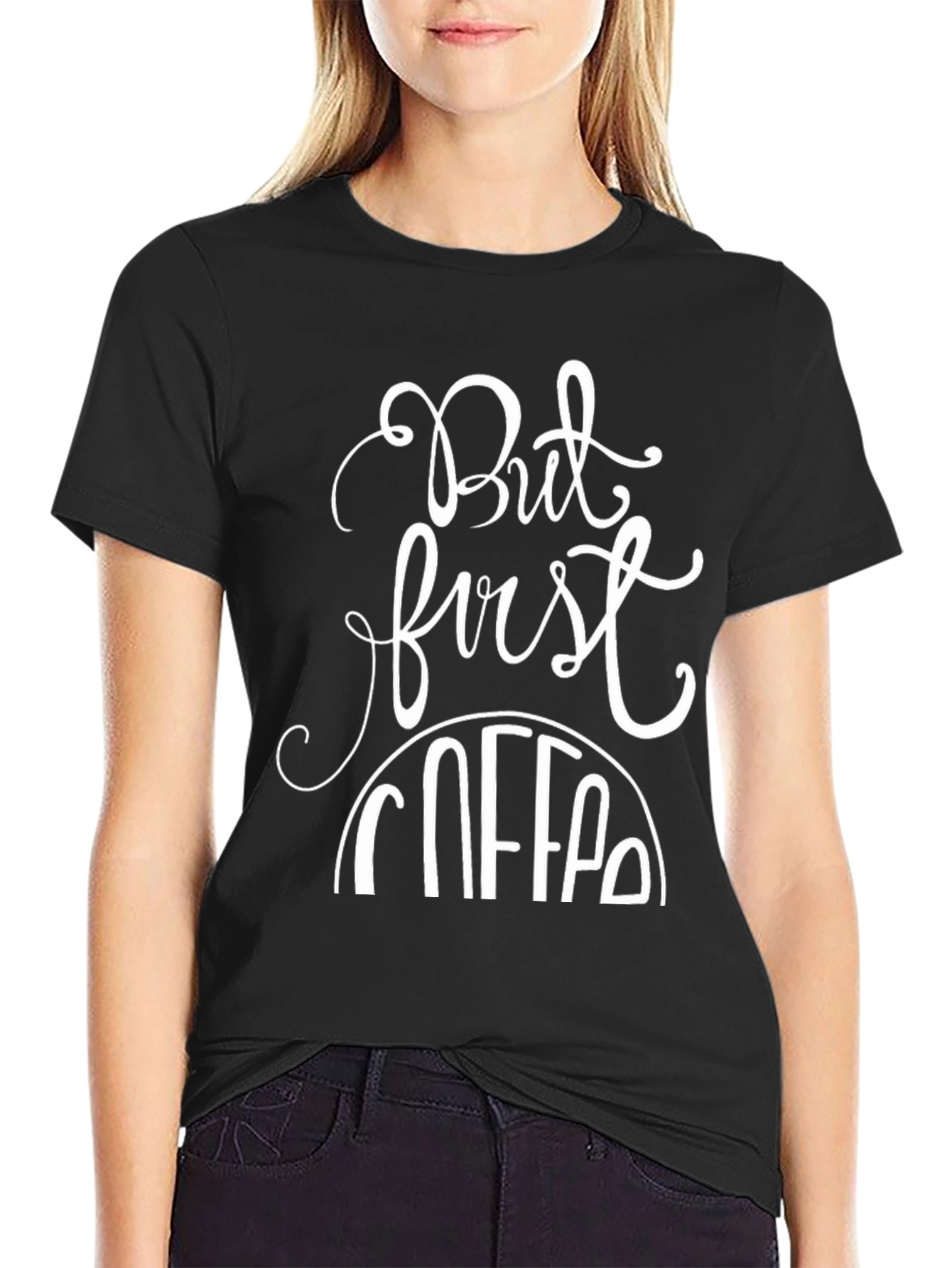 Black But First Coffee Graphic Tee - Black Casual T-Shirt view 2