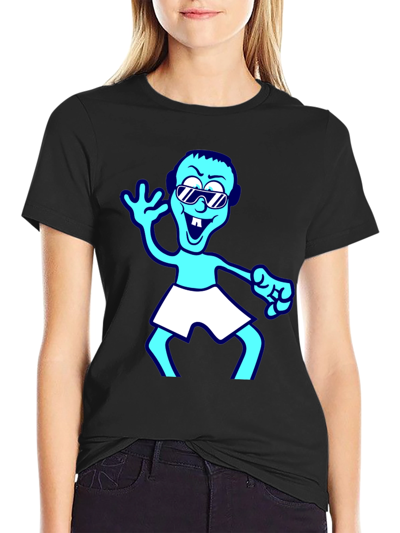 Black Cartoon Graphic T-Shirt - Black view 2