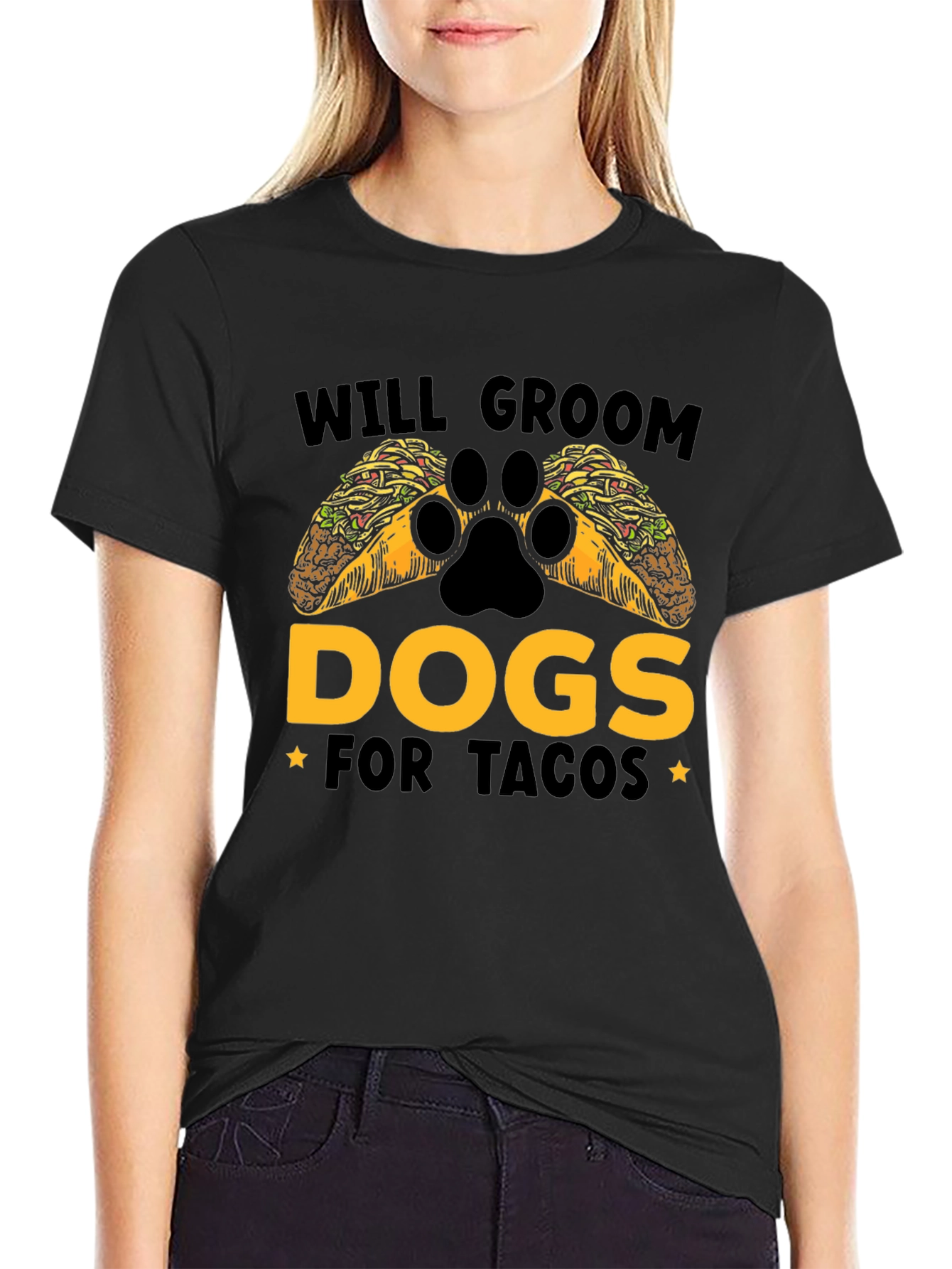 Black Will Groom Dogs for Tacos Funny T-Shirt view 2