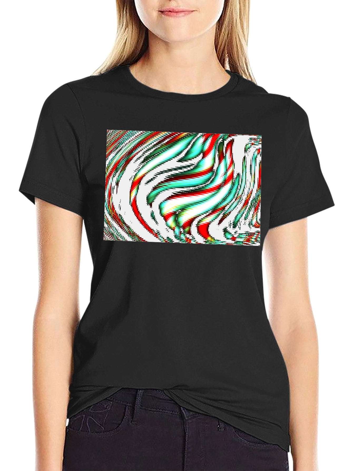 Black Abstract Art Graphic Tee - Men's Black T-Shirt view 2