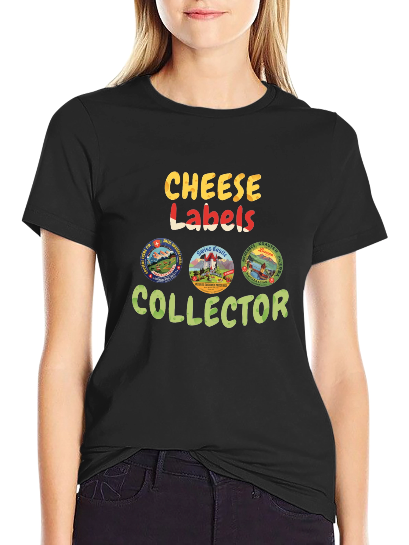 Black Cheese Labels Collector T-Shirt view 2