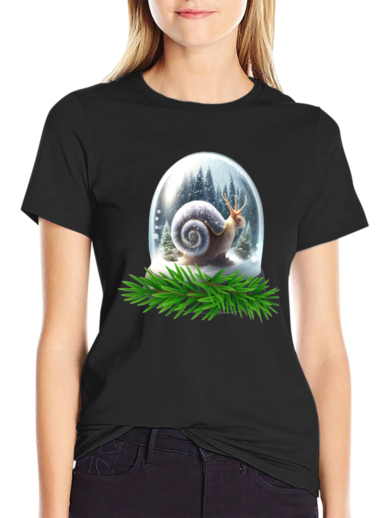 Black Snail Snow Globe Graphic Tee view 2