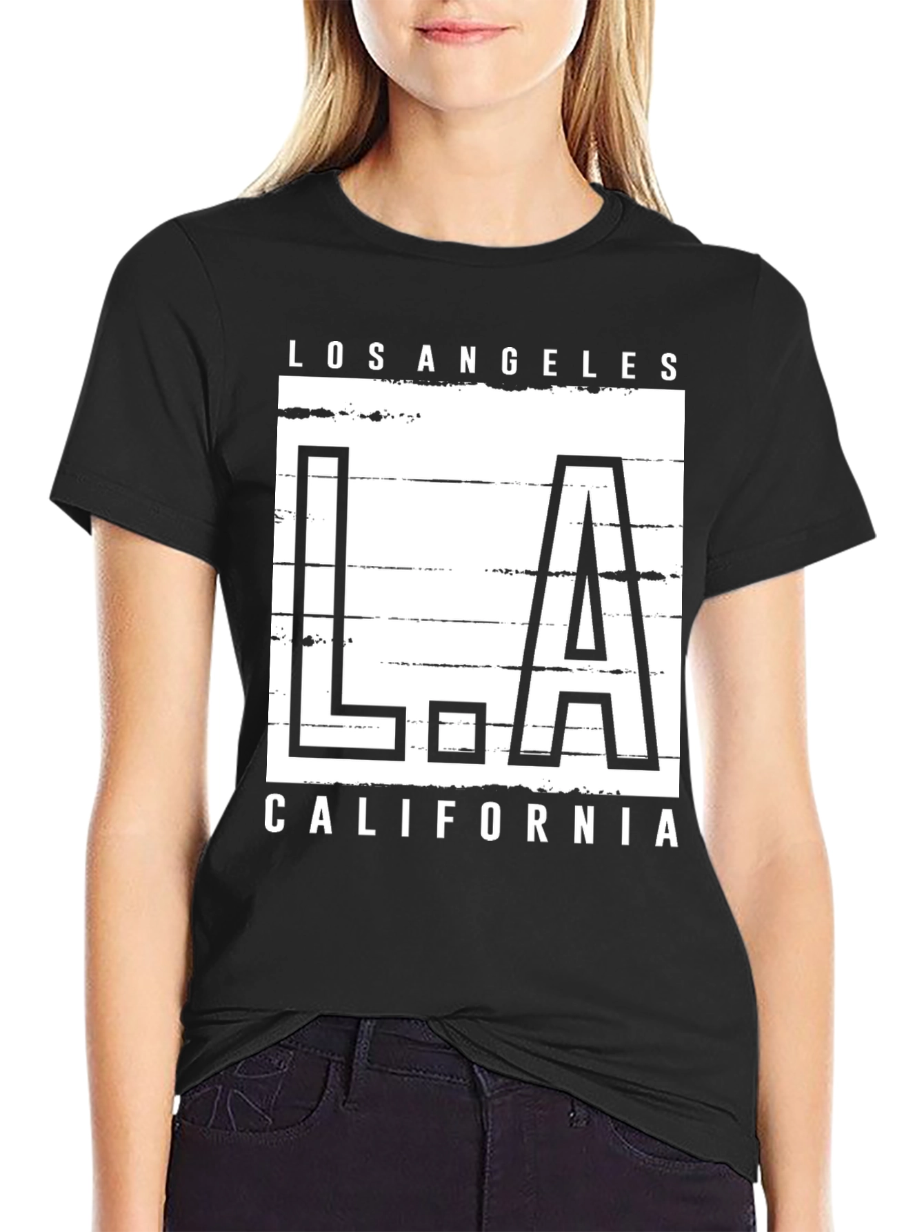 Black Los Angeles California Graphic Tee - Black view 2