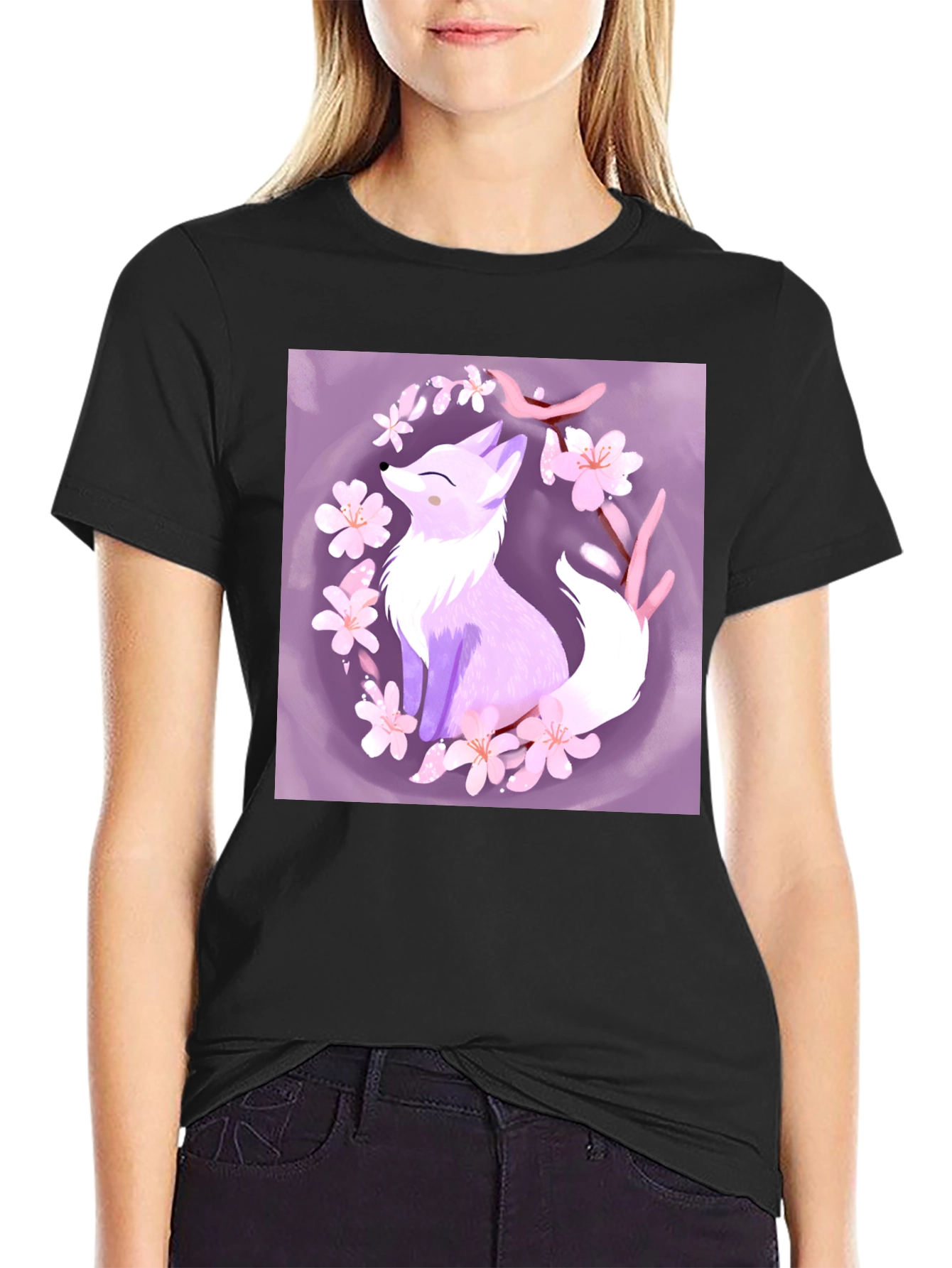 Black Fox Blossom Graphic Tee - Stylish & Unique view 2