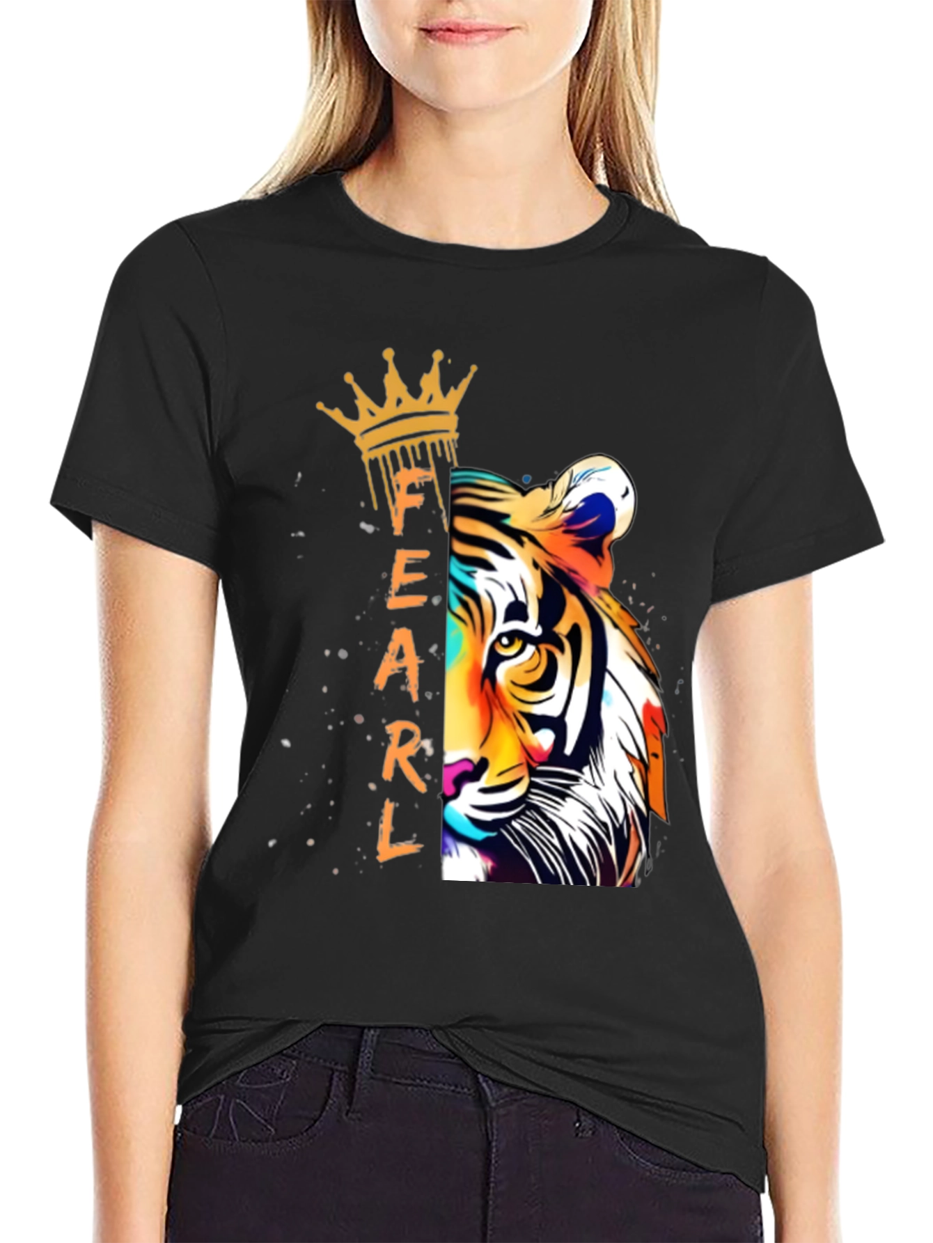 Black Fearless Tiger Graphic Tee - Black view 2