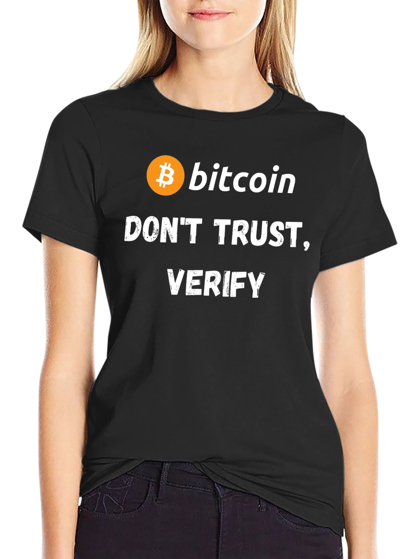 Black Bitcoin Don't Trust Verify Black T-Shirt view 2