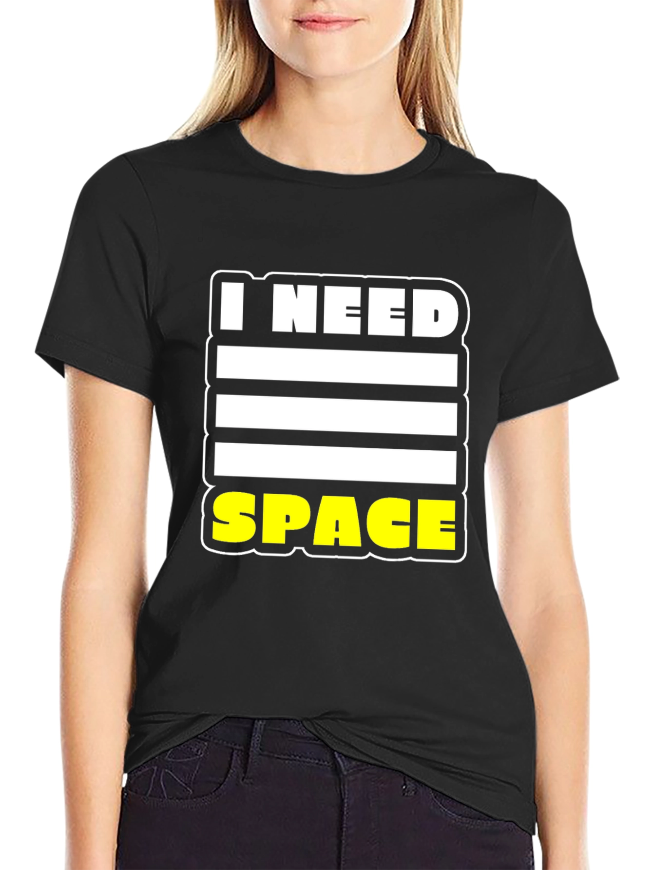 Black I Need Space T-Shirt - Bold Graphic Tee view 2