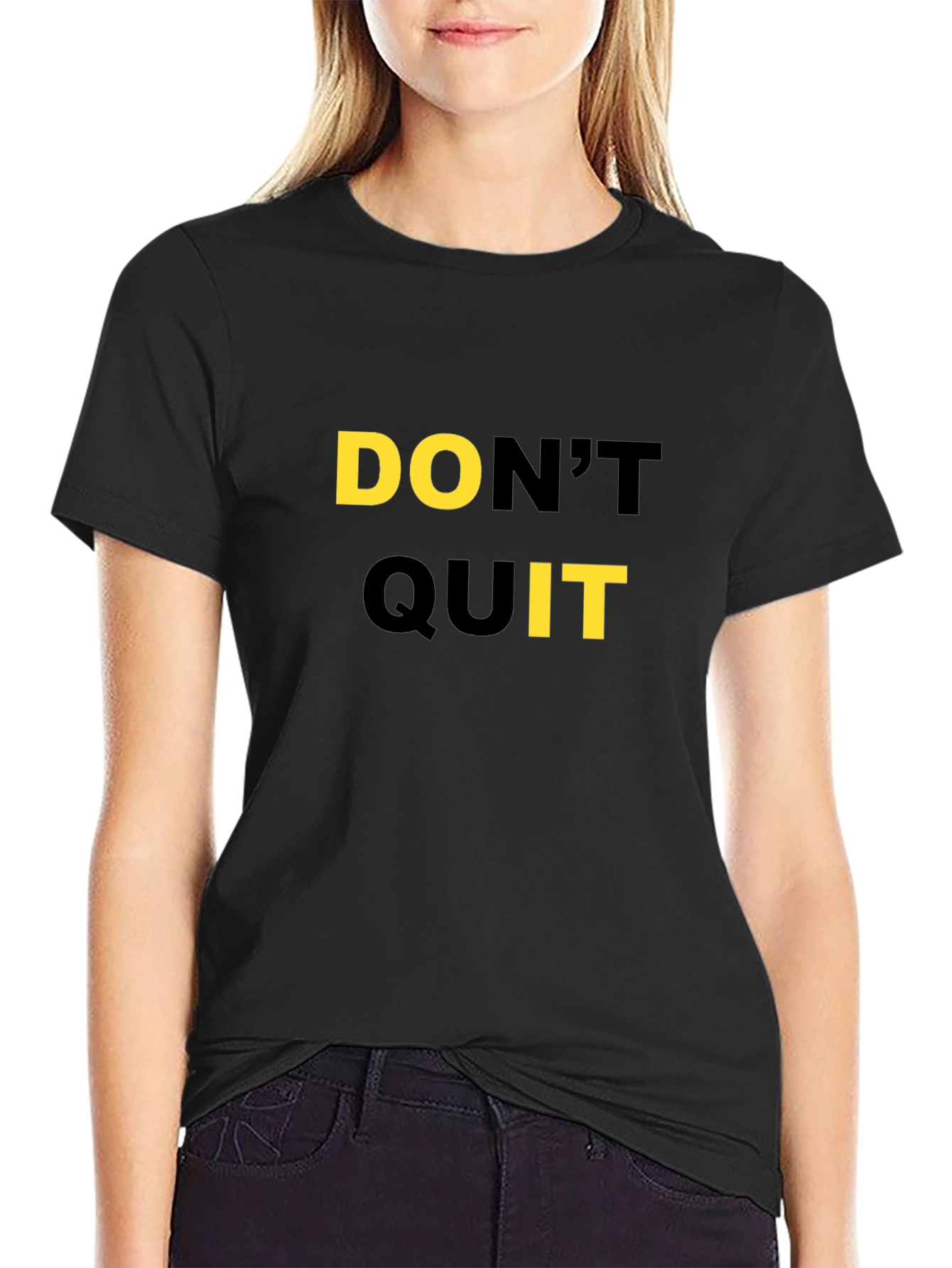 Black Motivational Don't Quit Black T-Shirt view 2