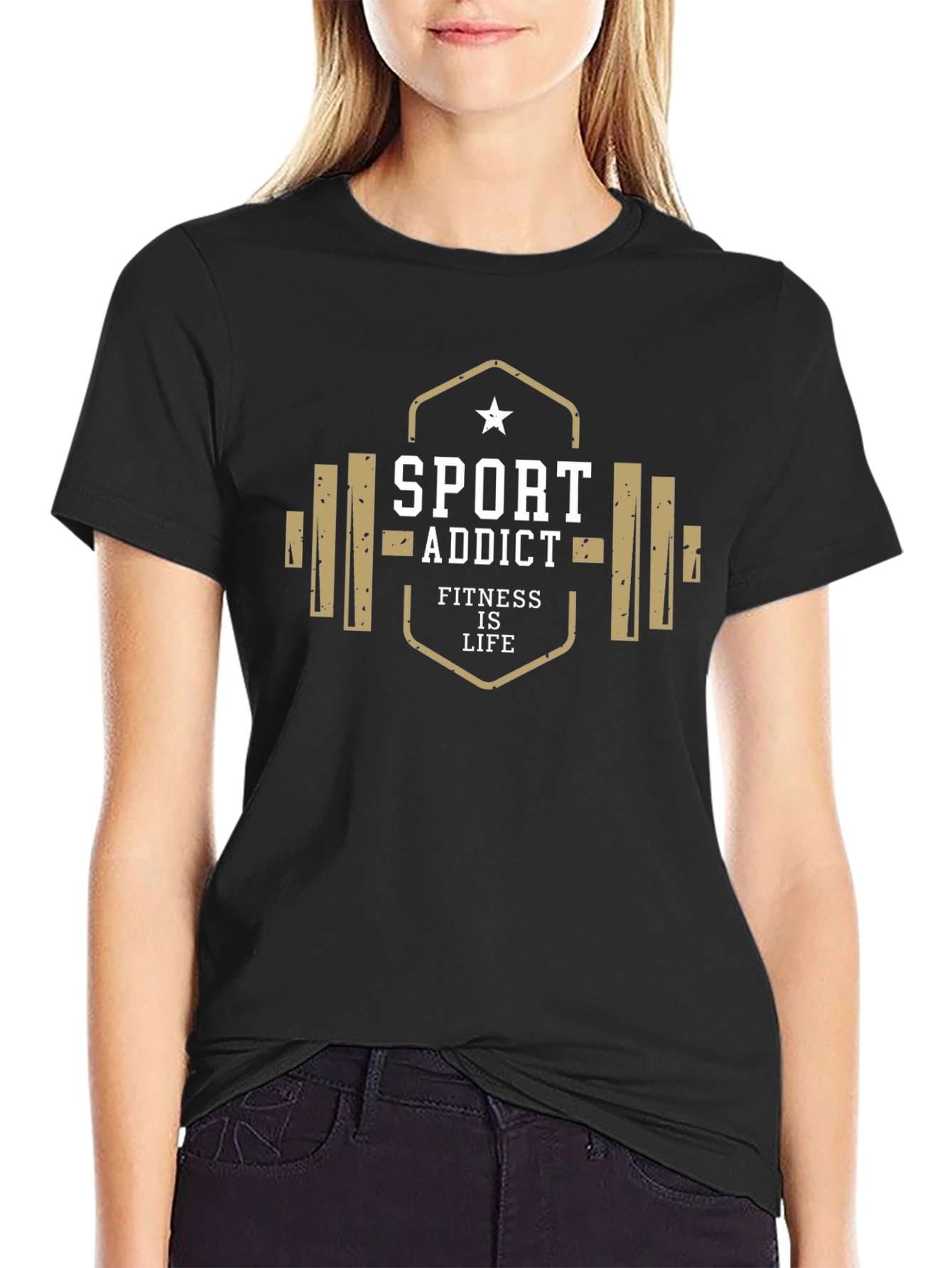 Black Sport Addict Fitness Life Black T-Shirt view 2