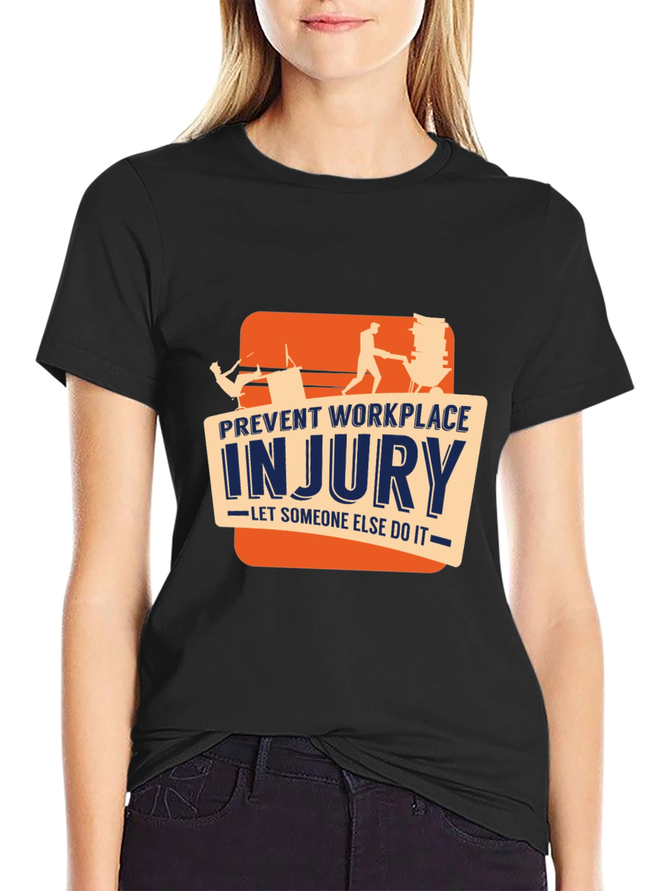 Black Prevent Workplace Injury Graphic Tee view 2