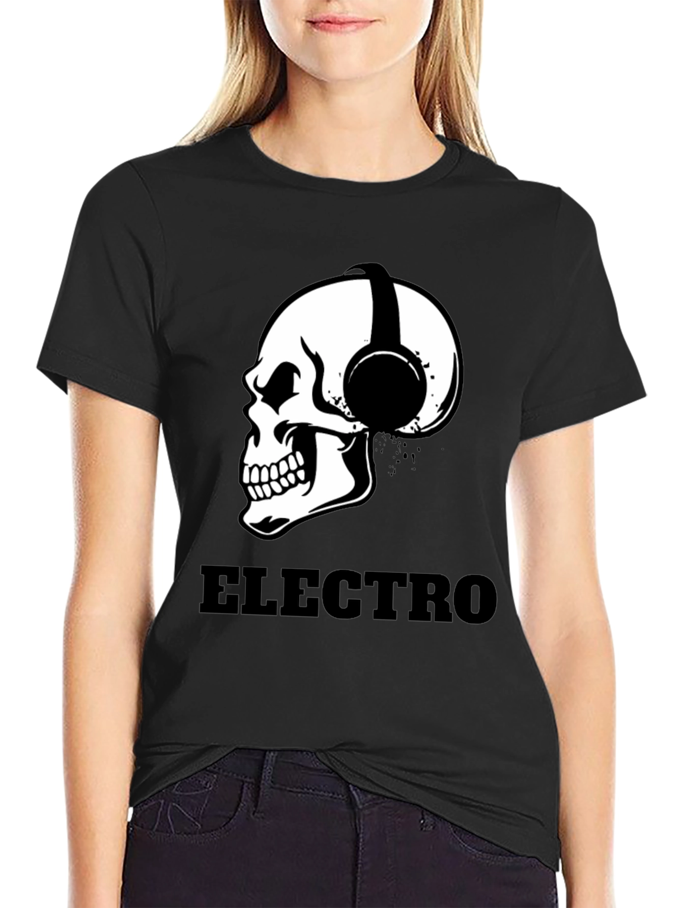 Black Electro Skull T-Shirt view 2
