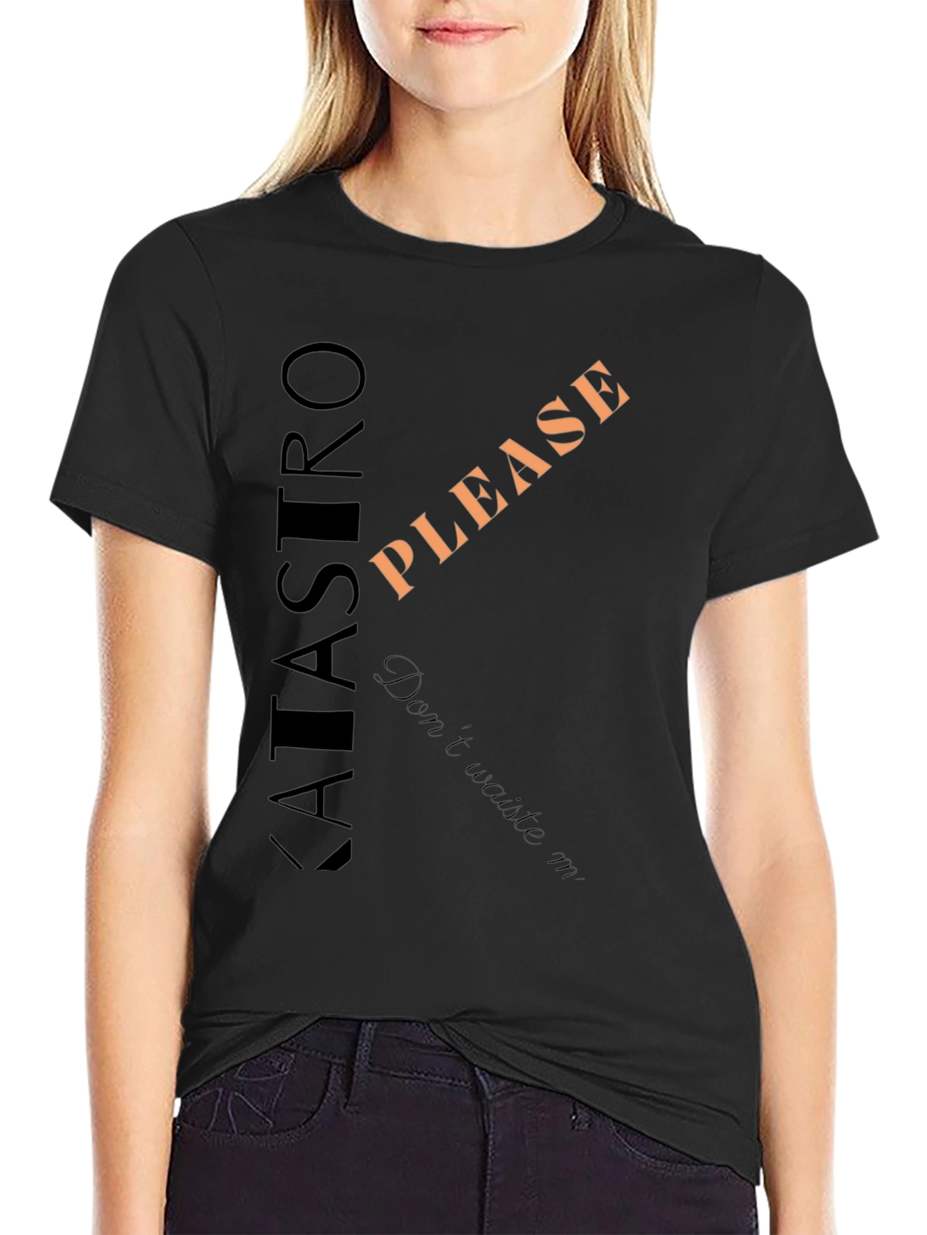 Black KATASTRO PLEASE Men's Graphic Tee view 2