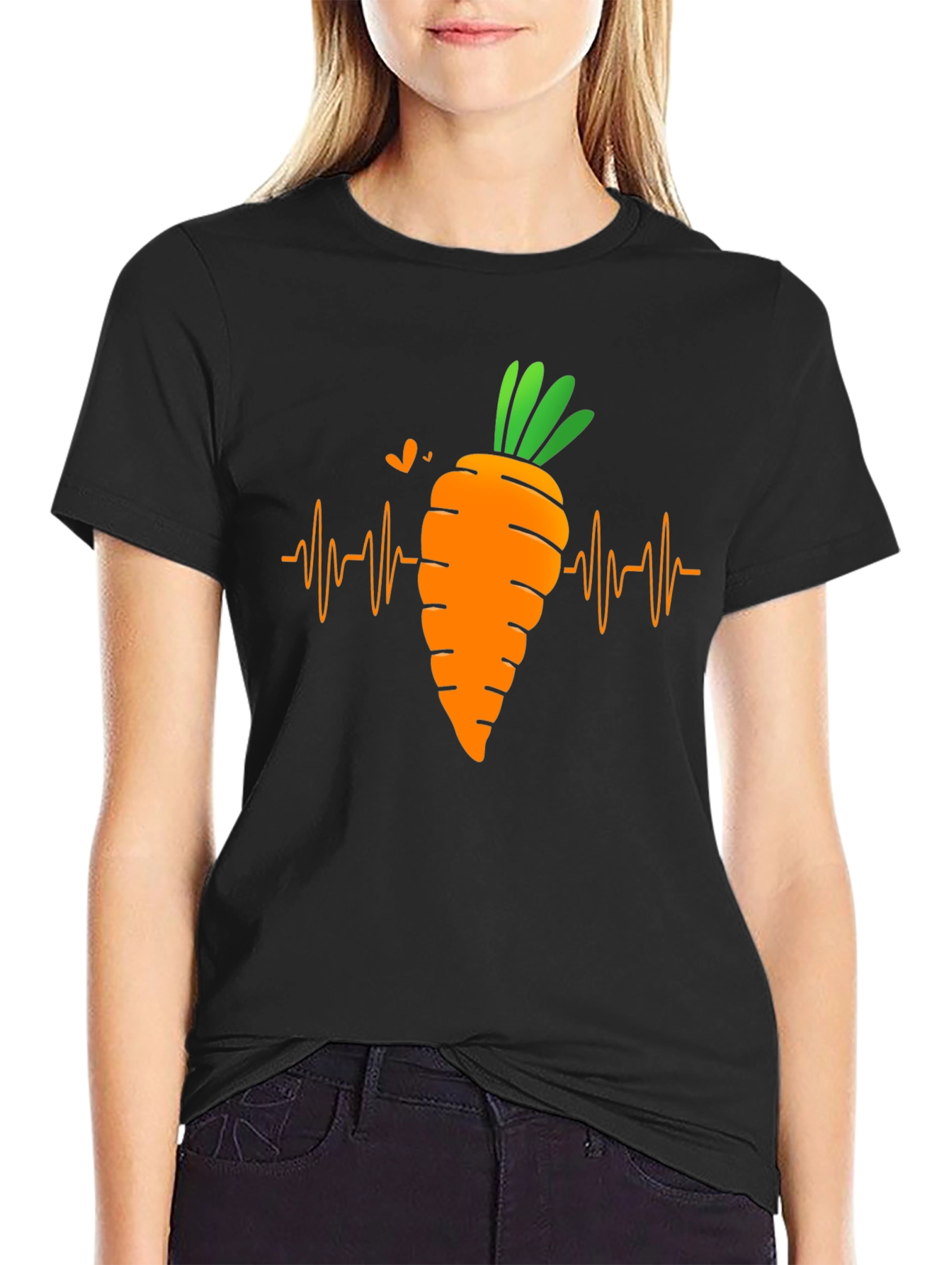 Black Carrot Heartbeat T-Shirt - Funny Vegan Tee view 2