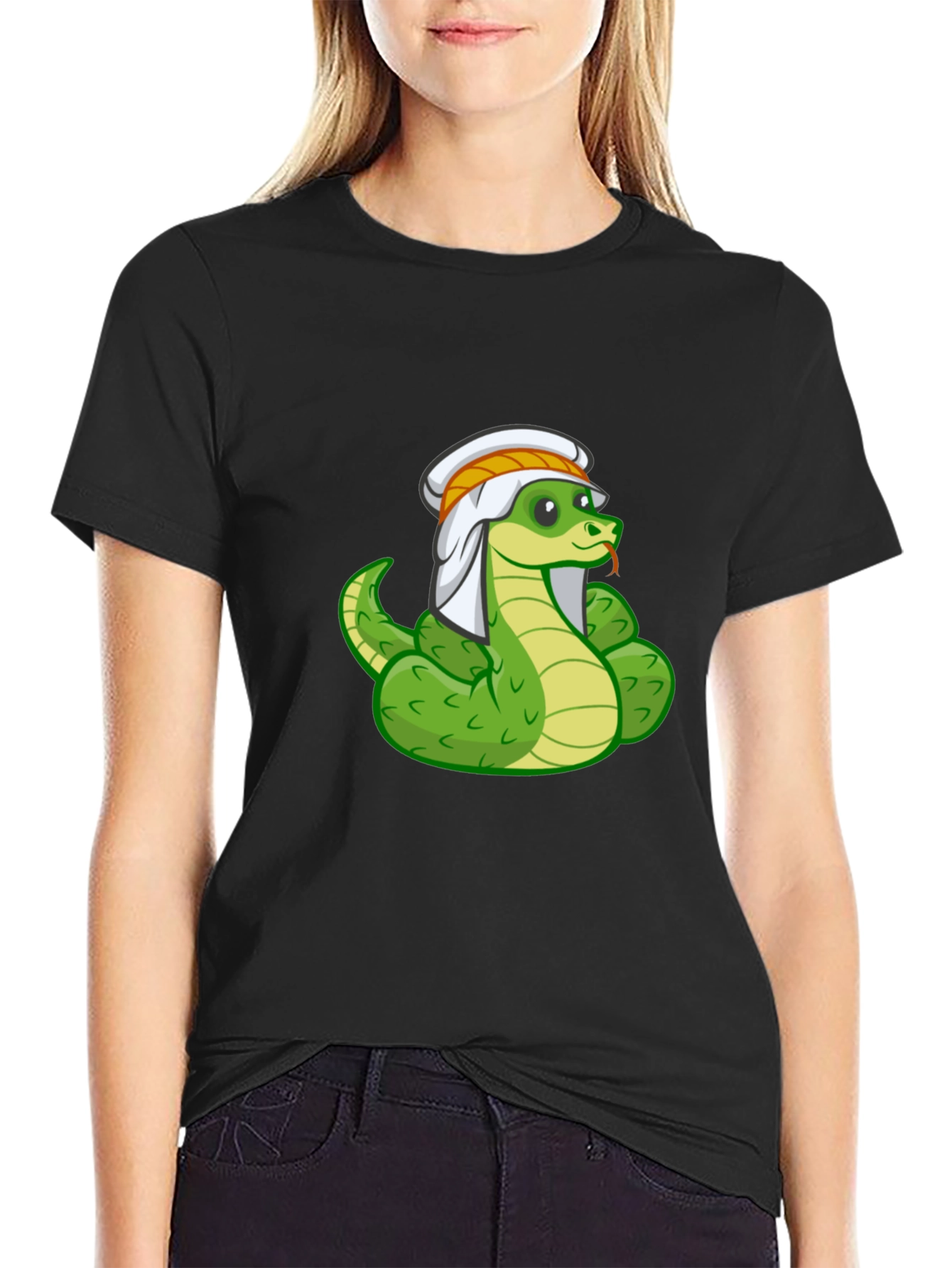 Black Snake Charmer T-Shirt - Funny Cartoon Snake Tee view 2