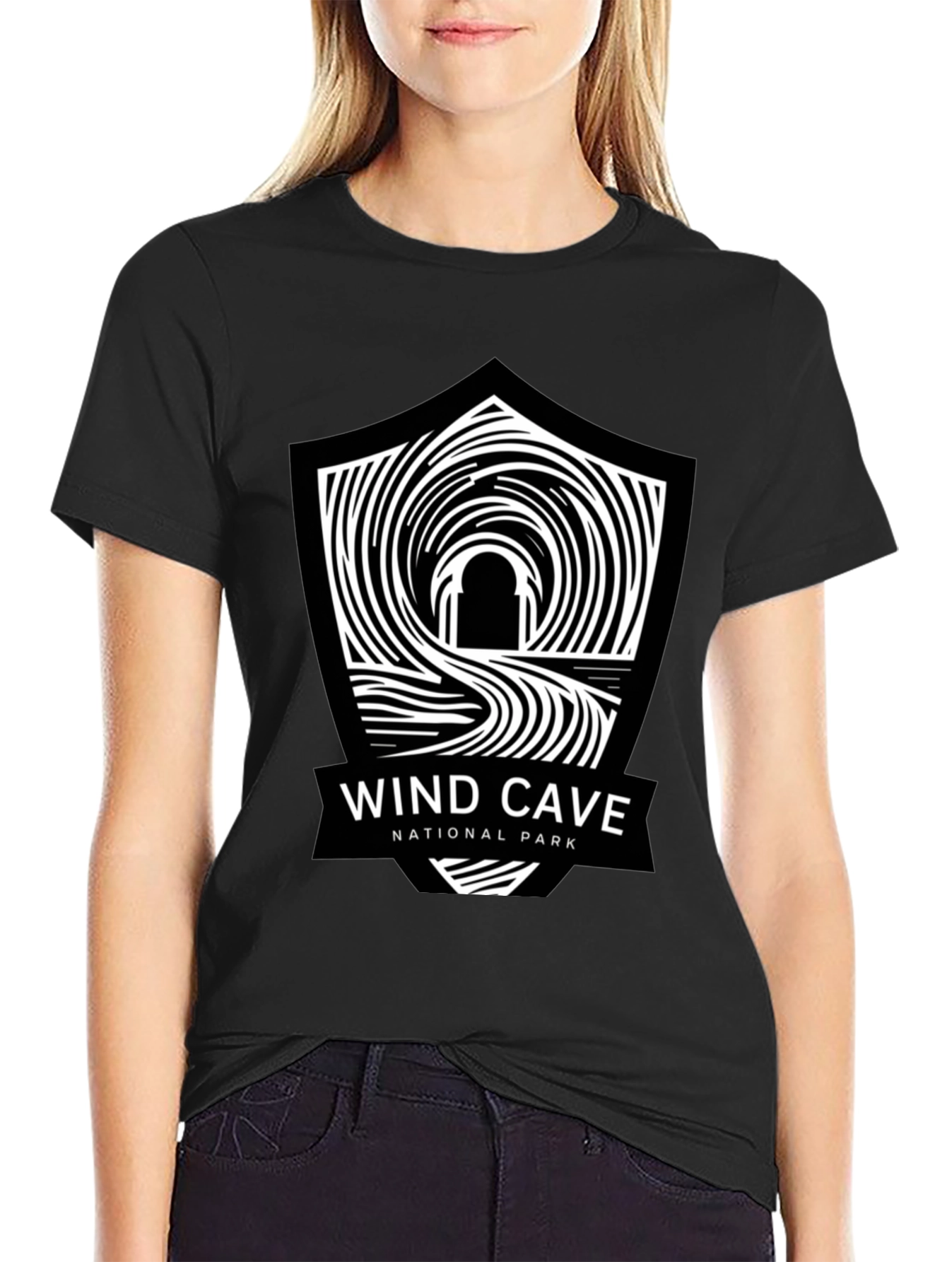 Black Wind Cave National Park Black T-Shirt view 2