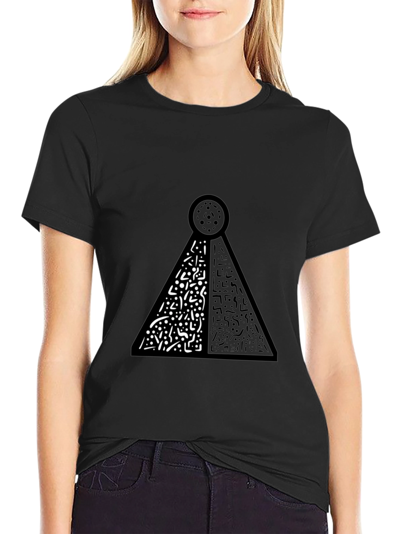 Black Abstract Graphic Print Black T-Shirt view 2