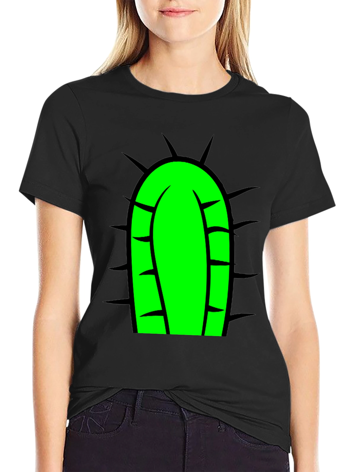 Black Cactus Tee - Fun Graphic Print T-Shirt view 2