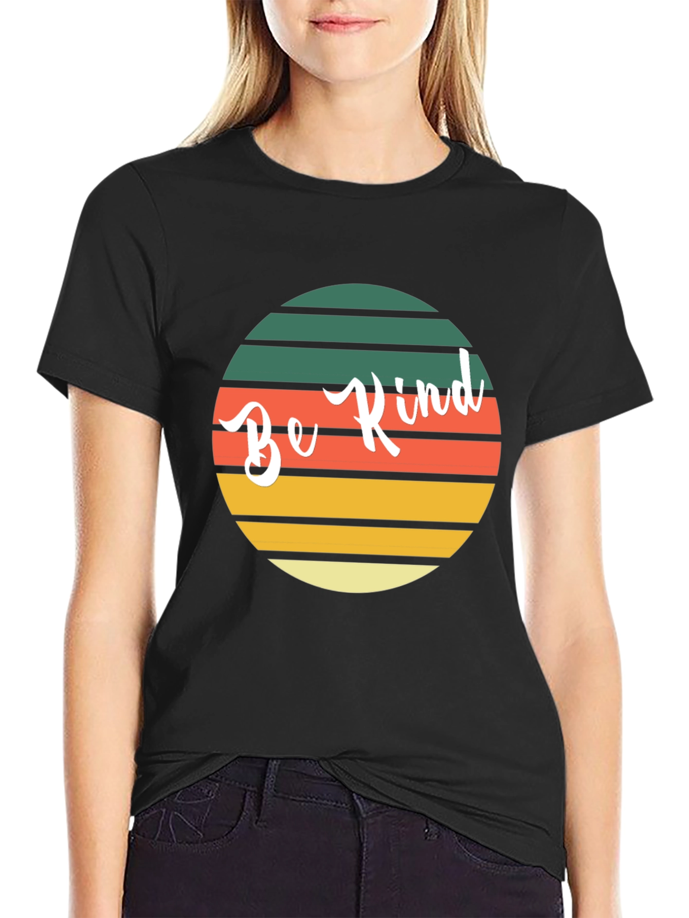 Black Be Kind Retro Style Graphic Tee view 2
