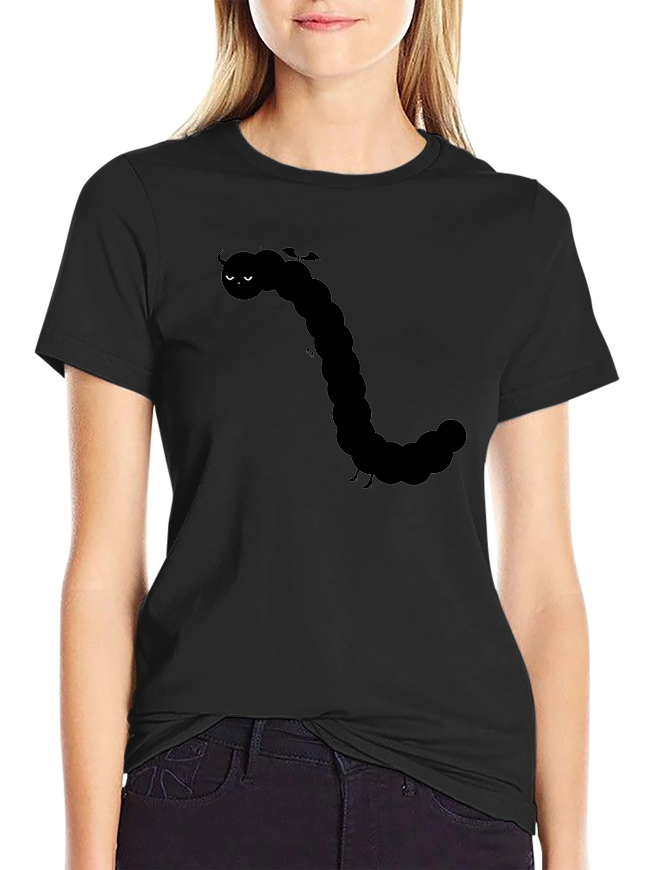 Black Caterpillar Graphic Tee - Black Cotton Shirt view 2