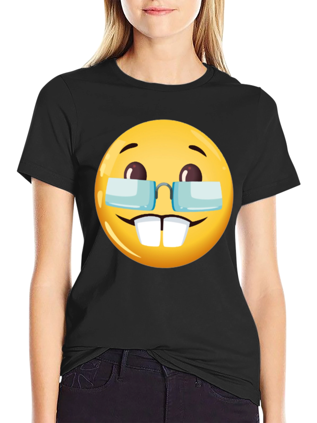 Black Emoji Geek T-Shirt - Nerd Emoji Tee view 2