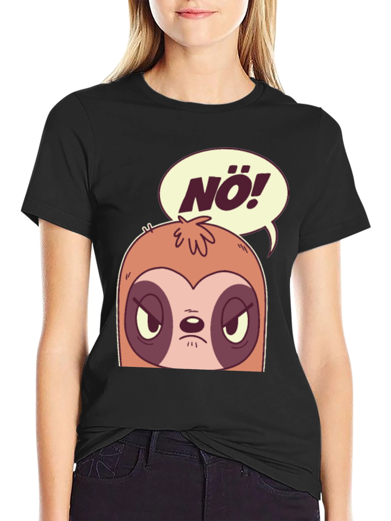 Black Nö Sloth Graphic Tee - Funny Novelty T-Shirt view 2