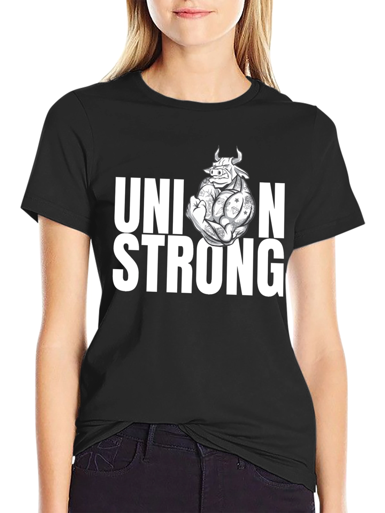 Black Union Strong Graphic T-Shirt view 2