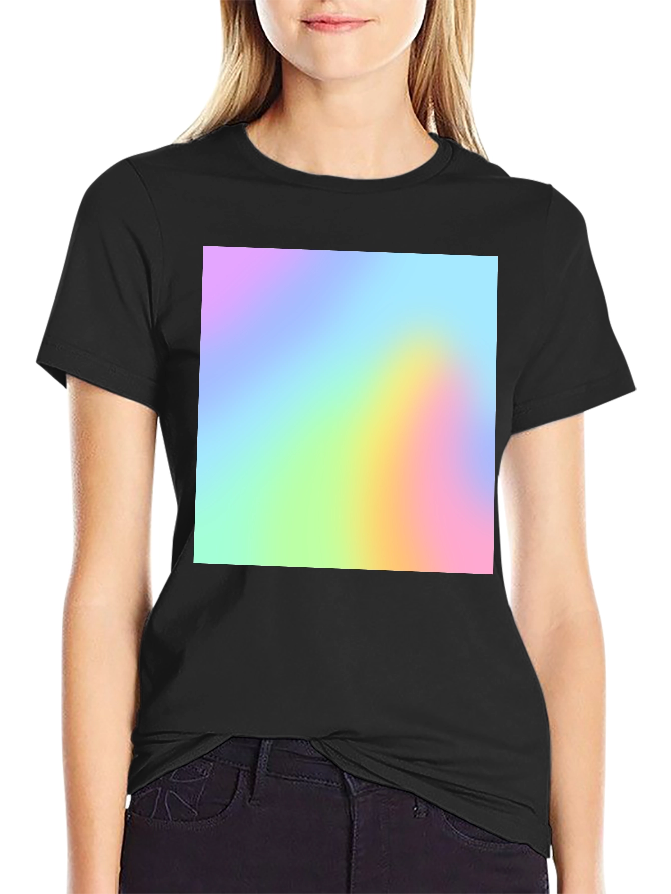 Black Vibrant Spectrum Graphic Black T-Shirt view 2