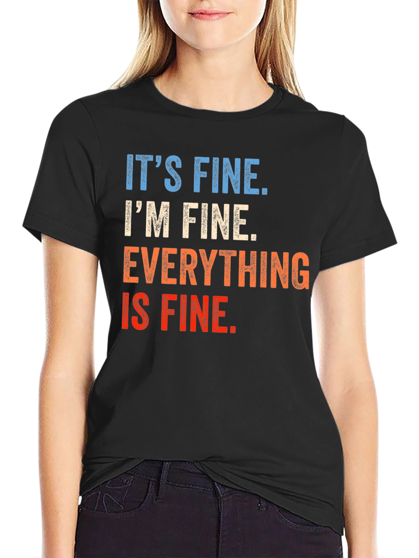 Black It's Fine Graphic T-Shirt - Unisex view 2