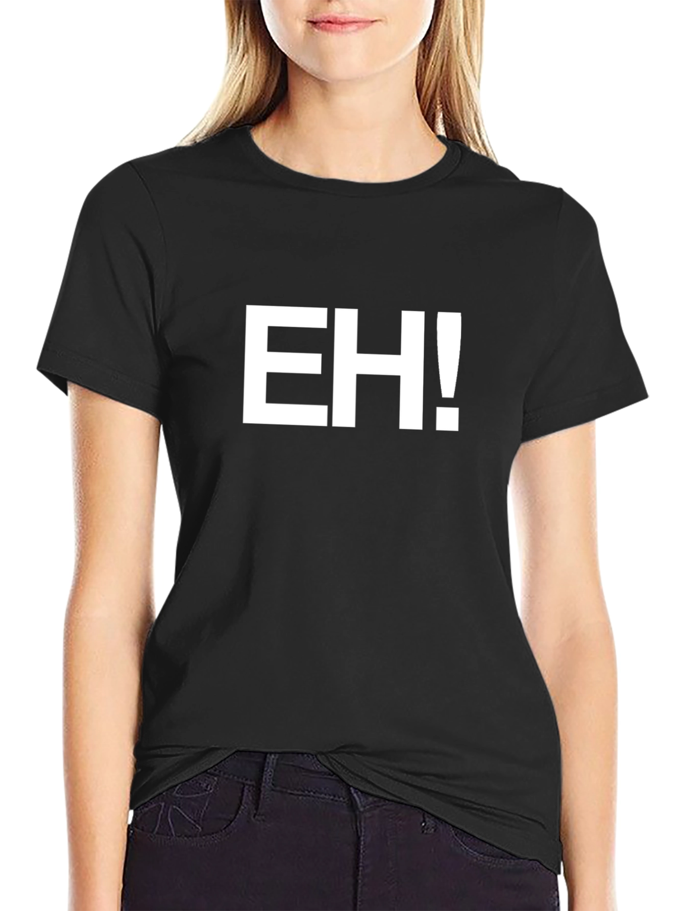 Black EH! Graphic Tee - Bold Statement T-Shirt view 2