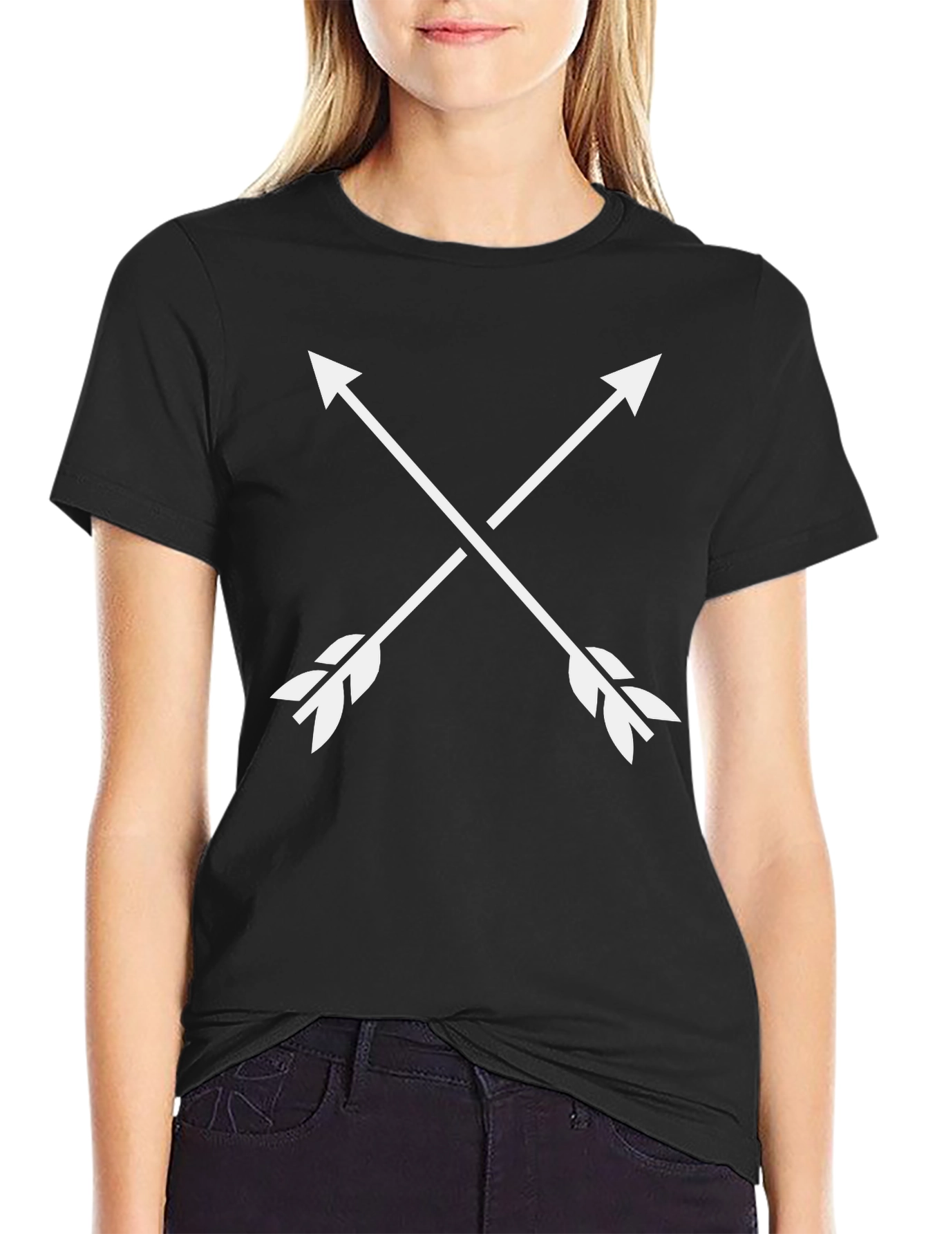 Black Crossed Arrows Graphic Tee - Modern Minimalist Design view 2