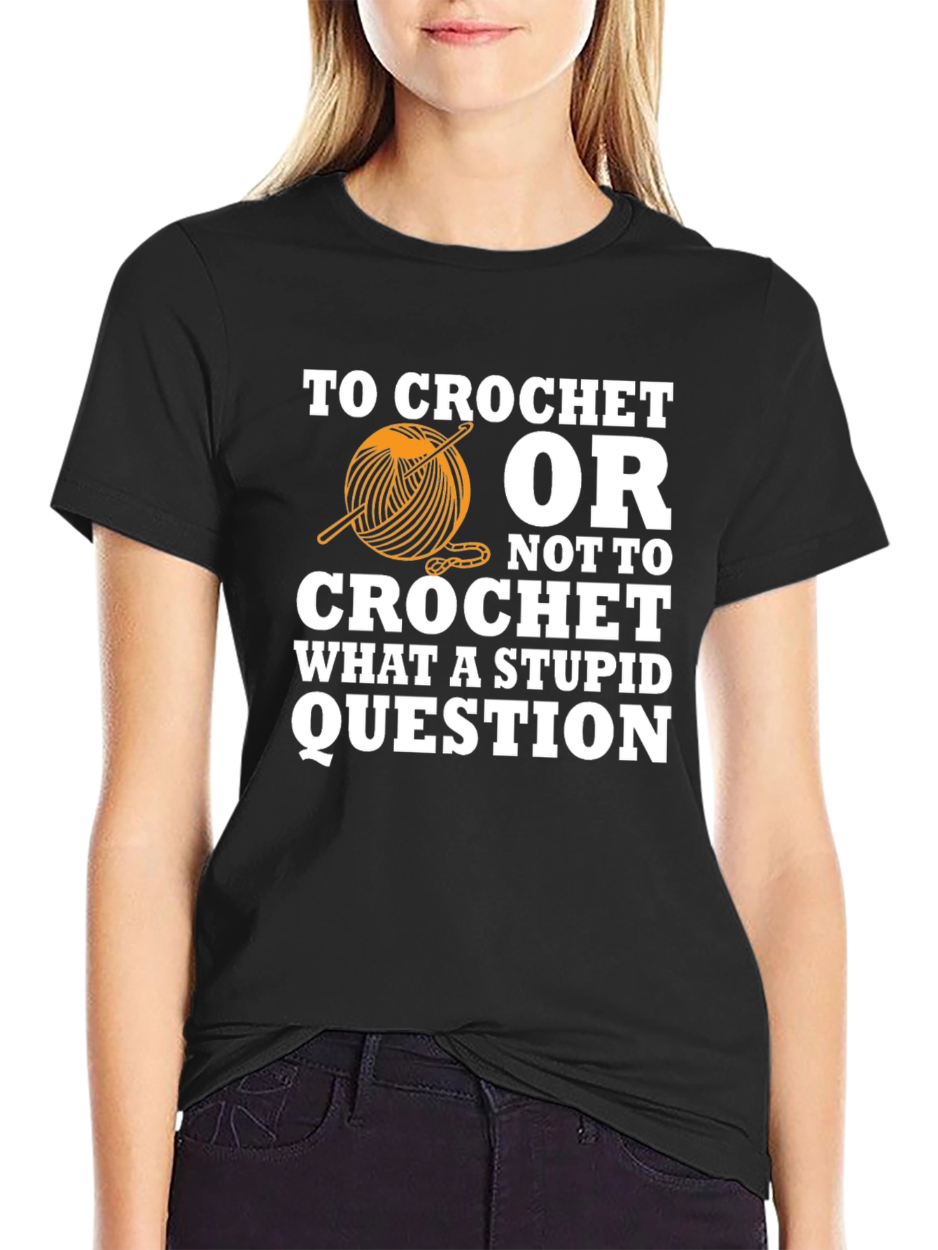 Black Crochet T-Shirt - Funny Crocheting Gift Idea view 2