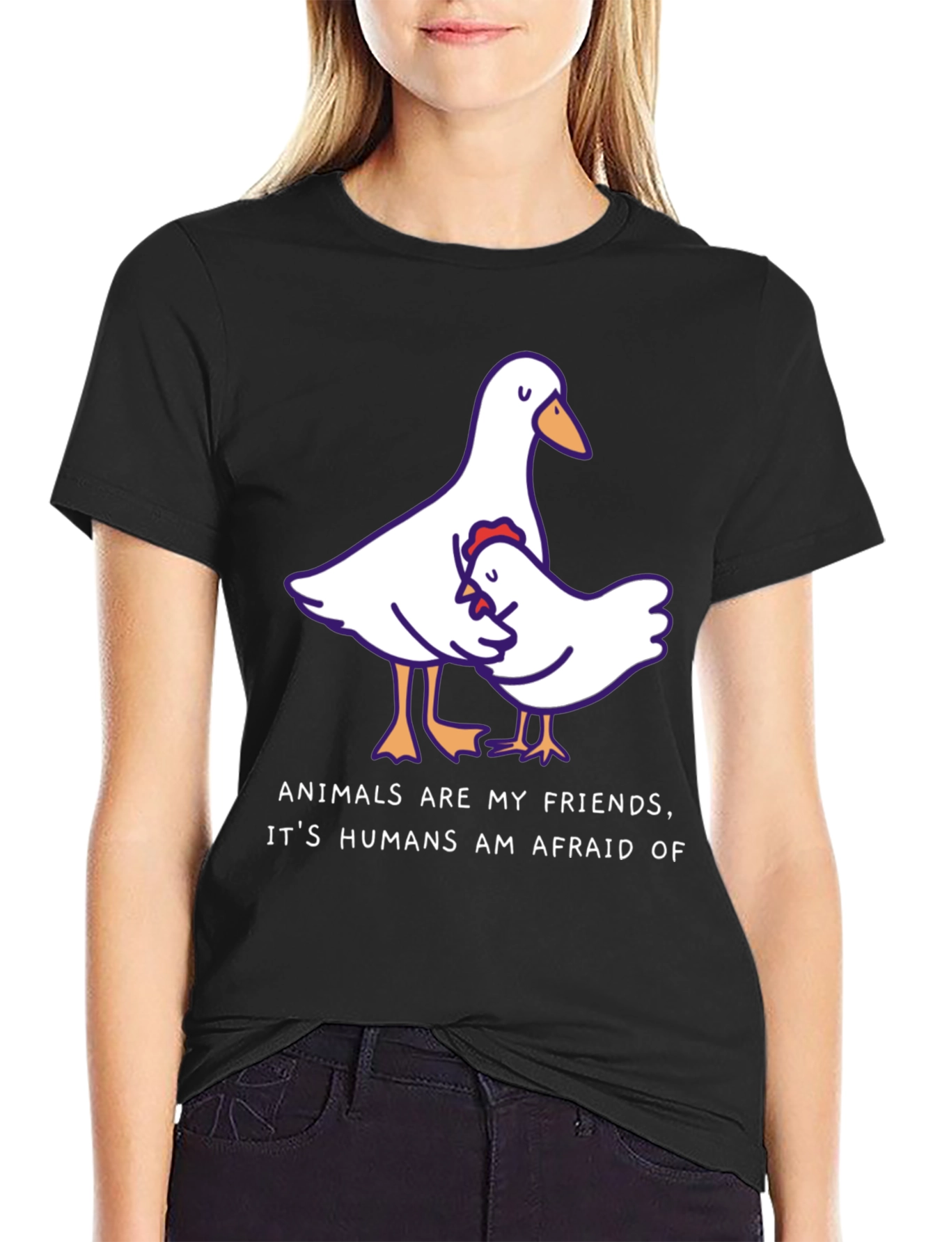 Black Animals Are My Friends T-Shirt, Black view 2