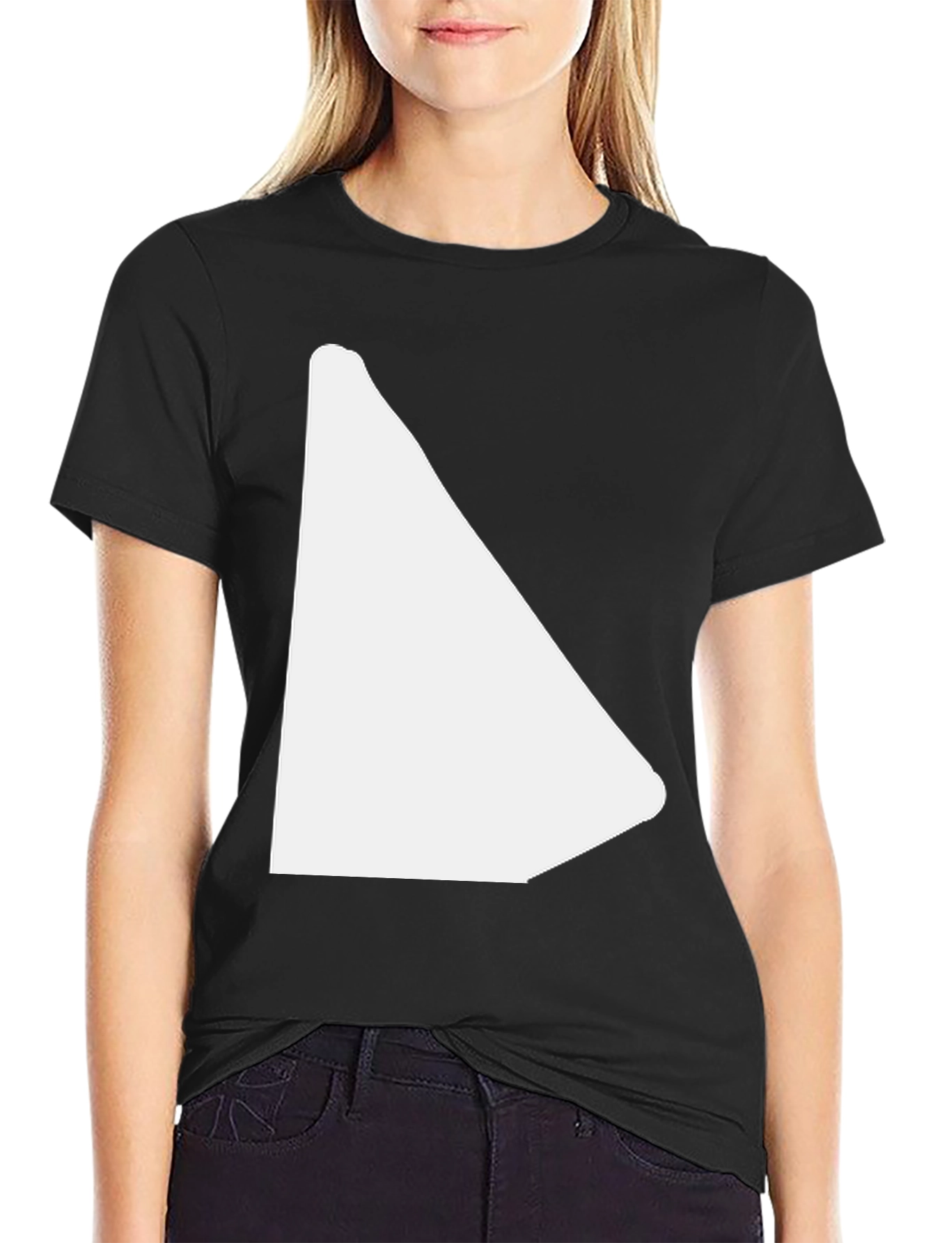 Black Men's Black T-Shirt with Unique White Graphic view 2