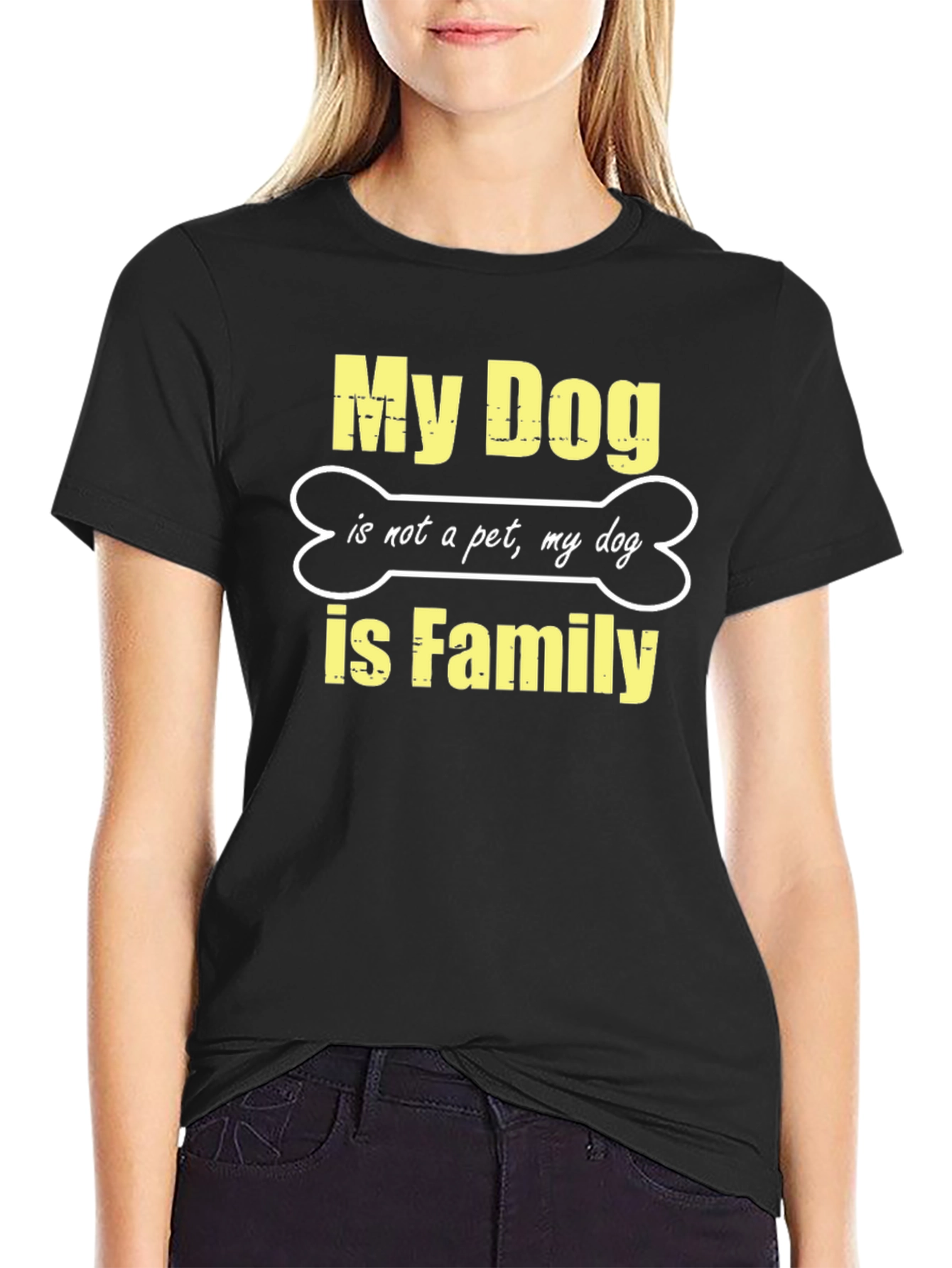 Black My Dog is Family Black T-Shirt view 2