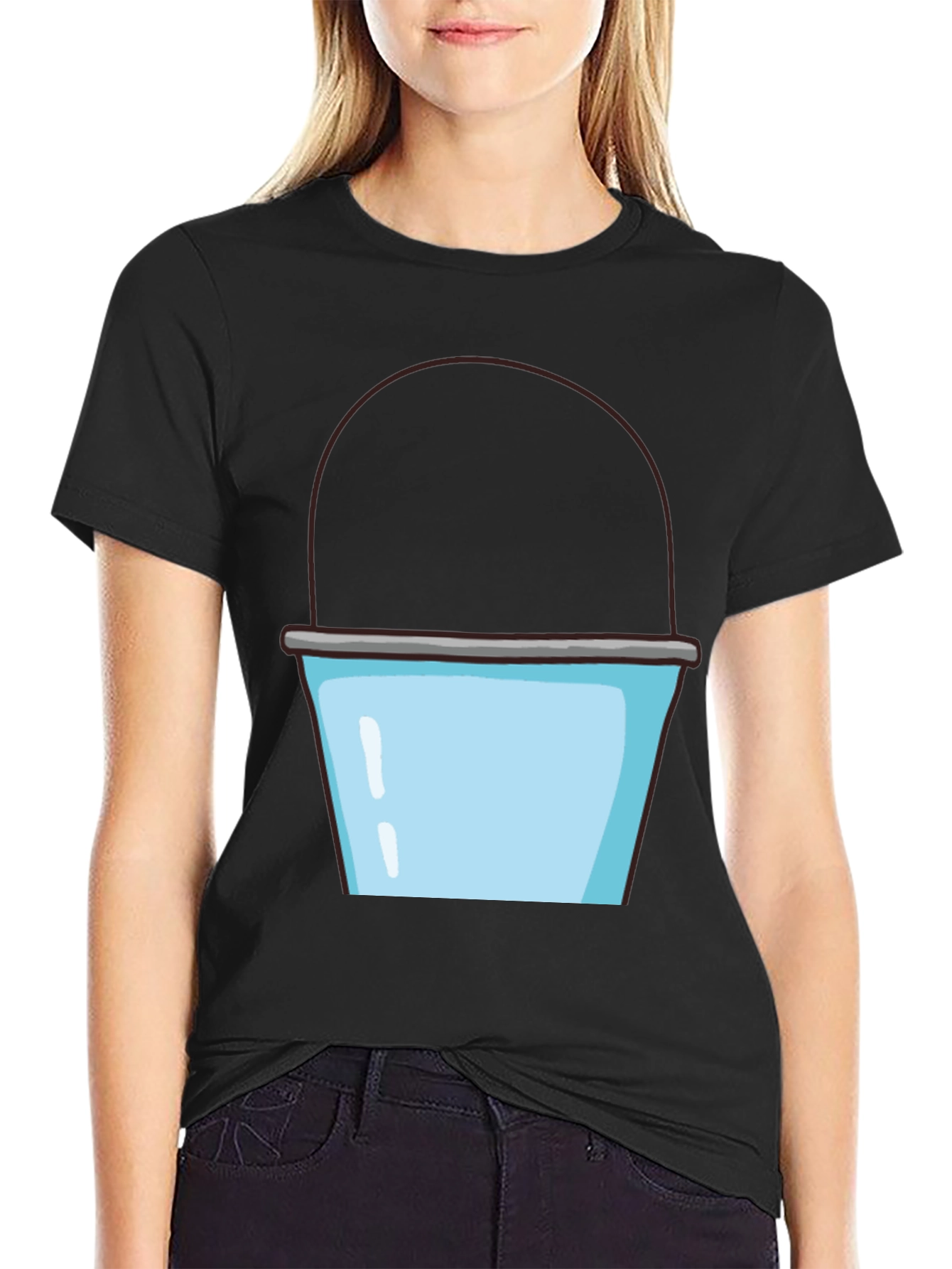 Black Bucket Graphic T-Shirt - Fun Novelty Tee view 2