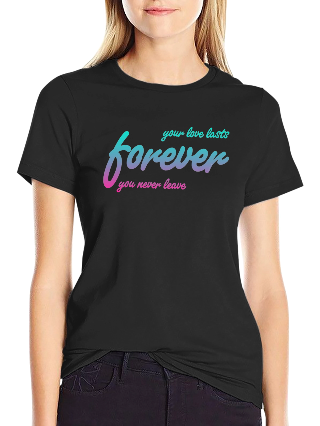 Black Forever Love Graphic T-Shirt view 2