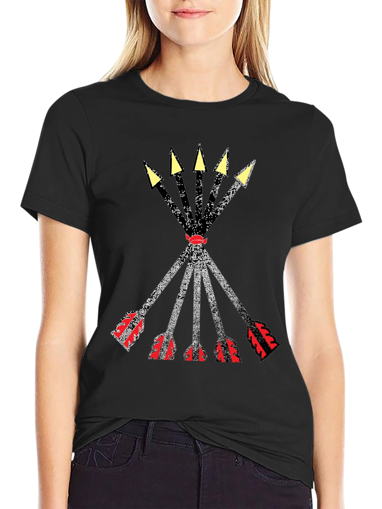 Black Arrows Design Tee - Distressed Graphic Shirt view 2